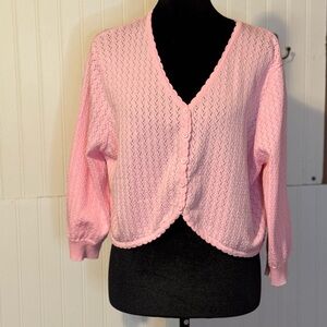 Belle Pogue Pink V-Neck Button Front Women's SweaterSz xl